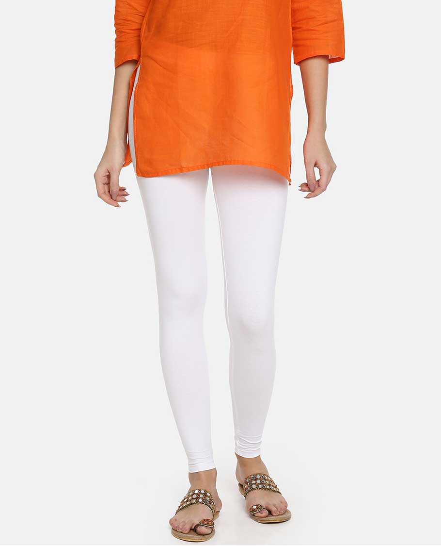 Peral white plain design twin birds legging