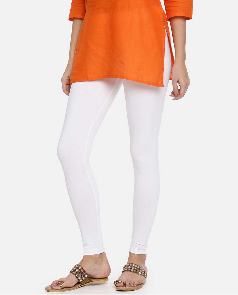 Peral white plain design twin birds legging