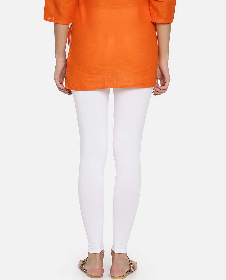 Peral white plain design twin birds legging