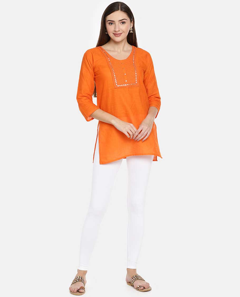 Peral white plain design twin birds legging