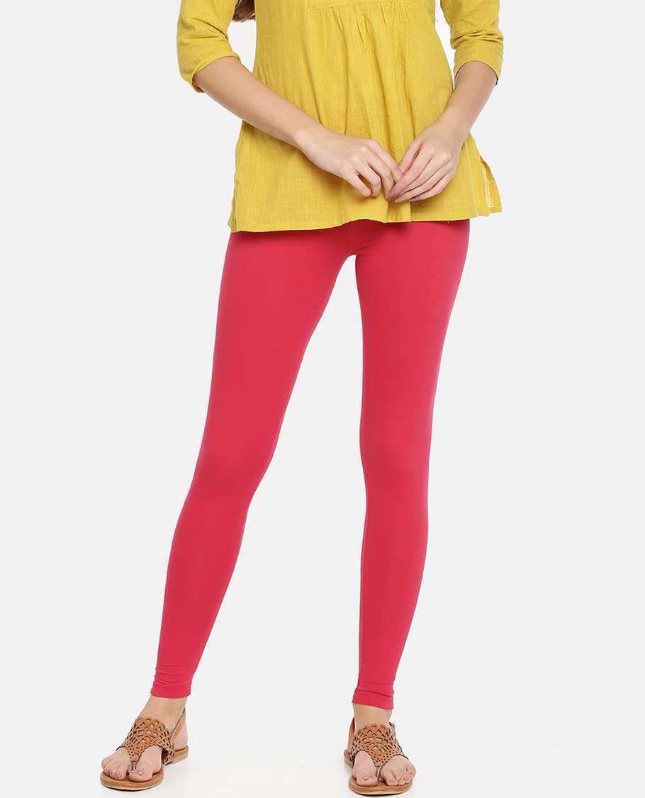 Pink plain design twin birds legging