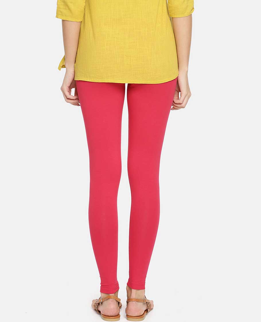 Pink plain design twin birds legging