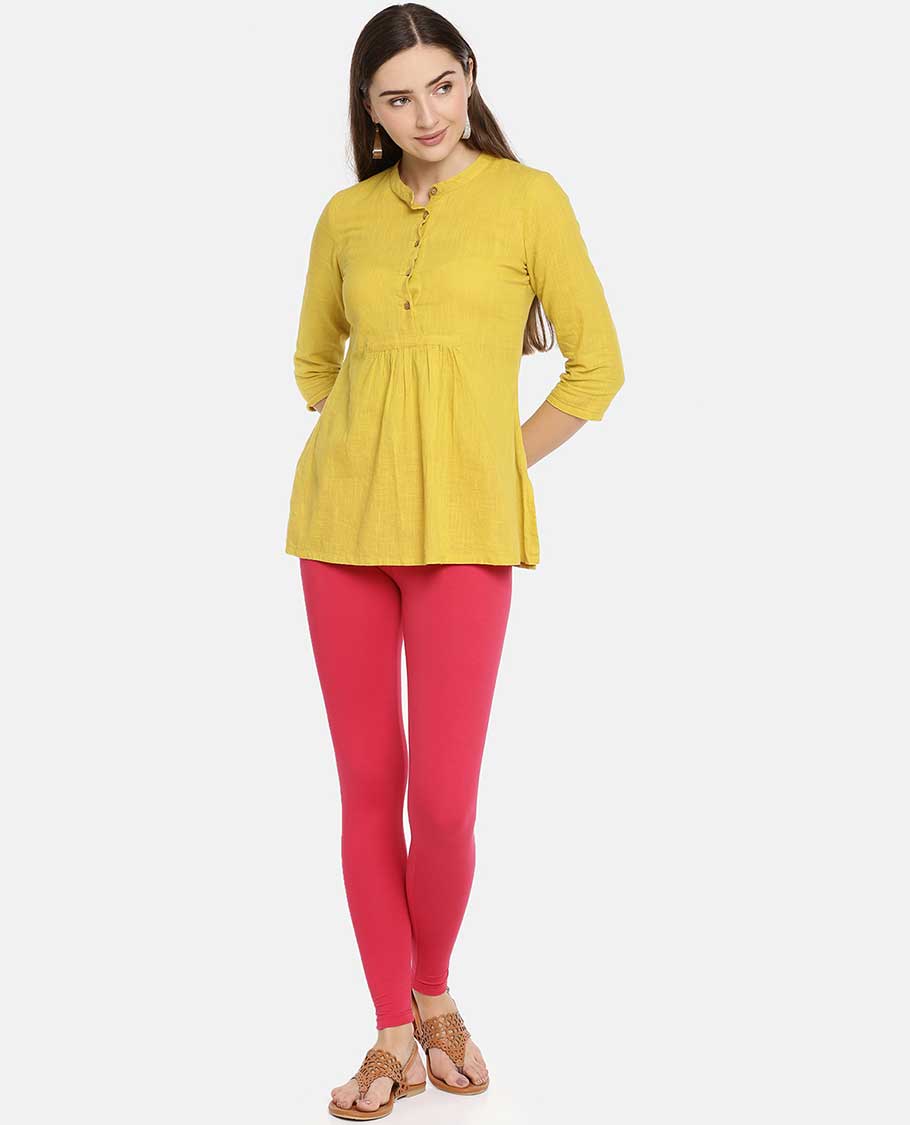 Pink plain design twin birds legging