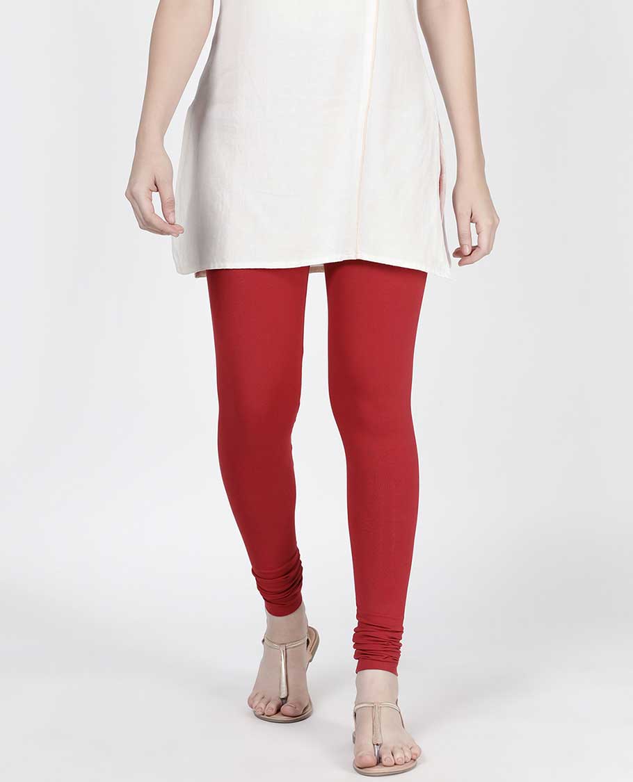 Jam red plain design twin birds legging