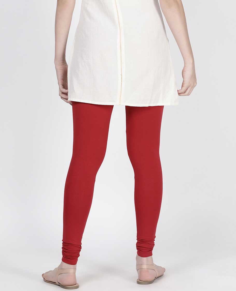 Jam red plain design twin birds legging