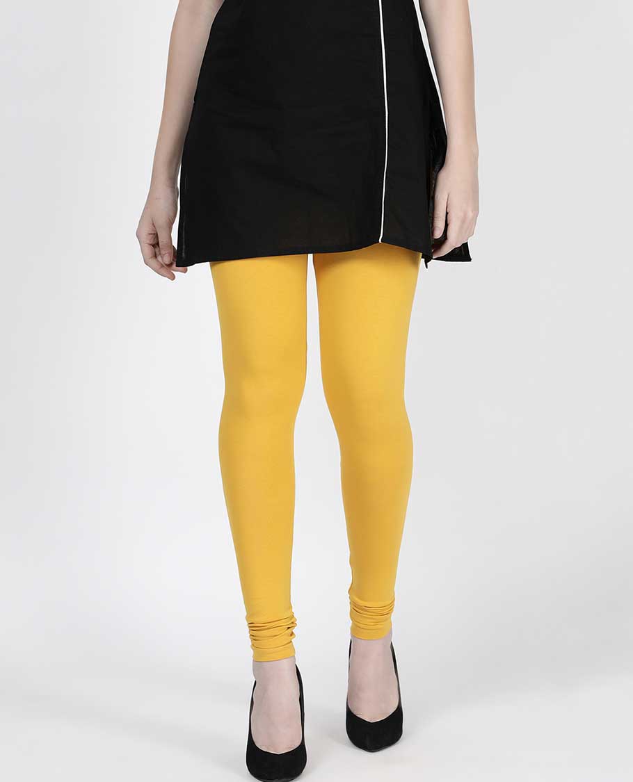 Enthralling yellow plain design twin birds legging