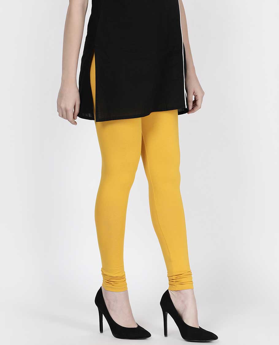 Enthralling yellow plain design twin birds legging
