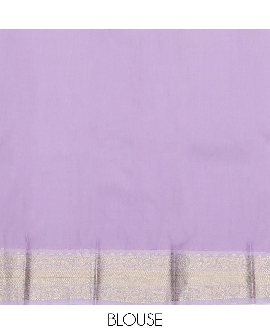 Purple Budget Silk Saree, Mesmerized with Zari Buttas and Stripes, Complemented by a Contrast Traditional Zari Border, Grand Pallu, and a Contrast Blouse
