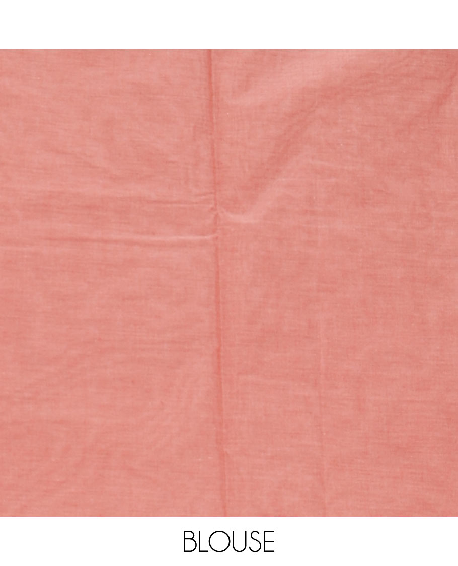 Borderless peach bird buttas Coimbatore cotton saree, pallu steeped with bird motifs