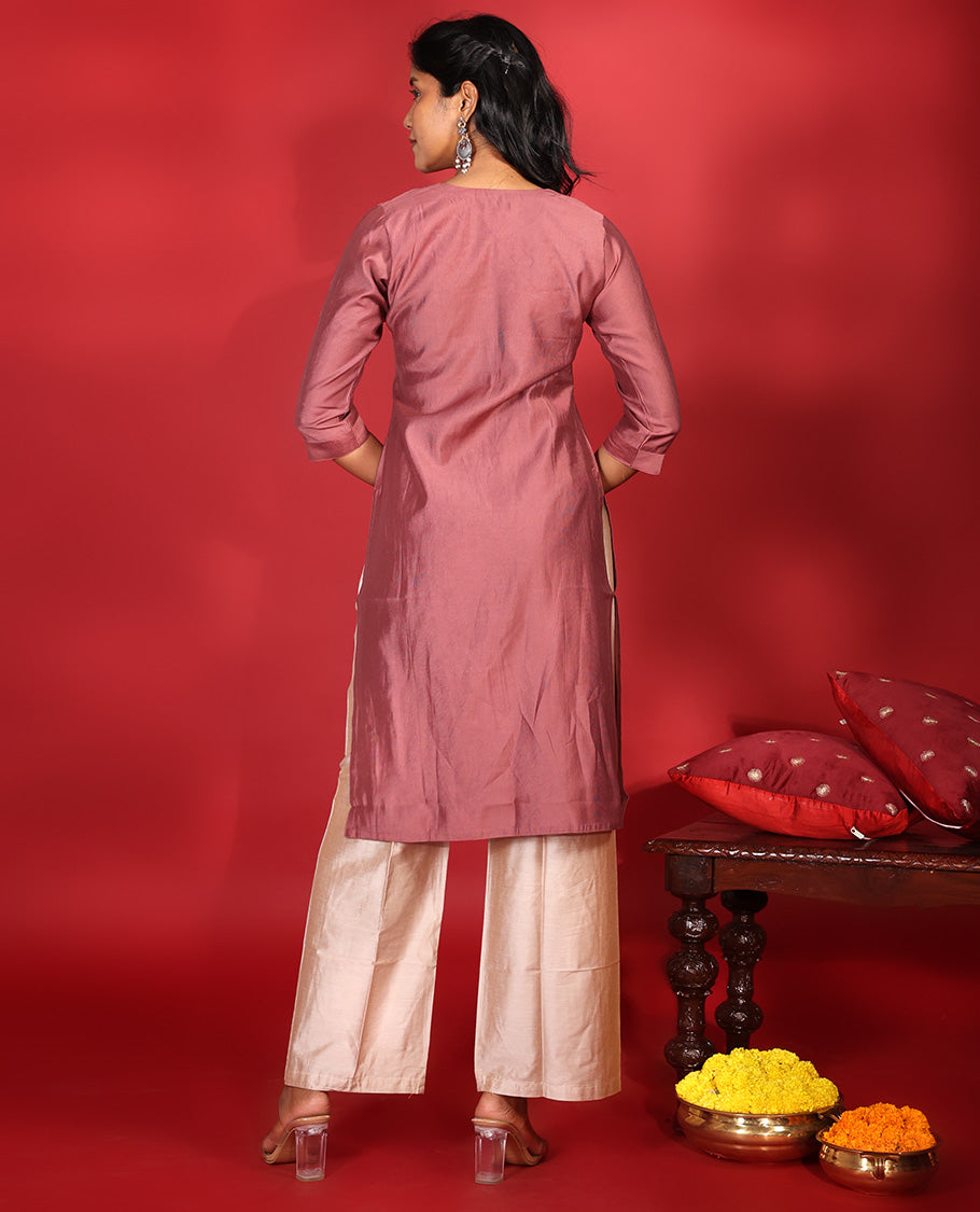 Dark Onion Pink Readymade Vatican Kurti
