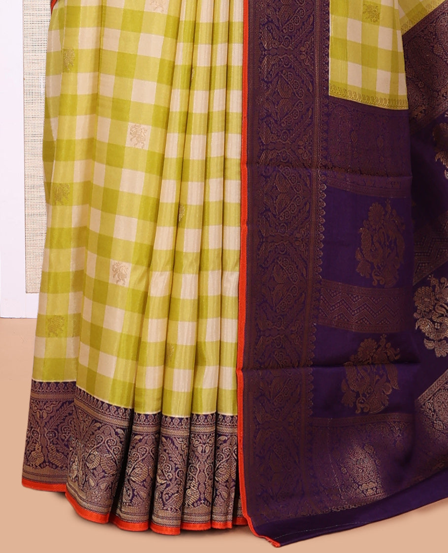 Neon Green Fancy Mysore Silk Saree