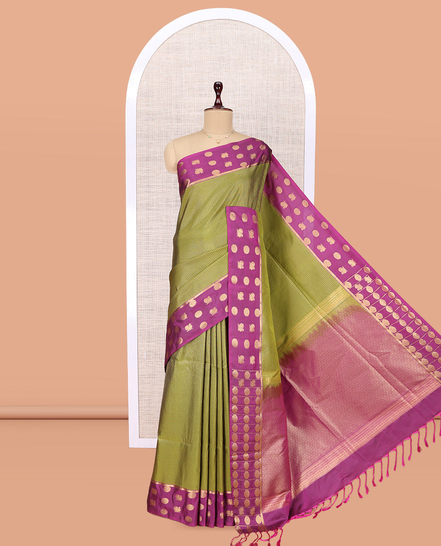 Green Peacock Chakram Budget Silk Saree