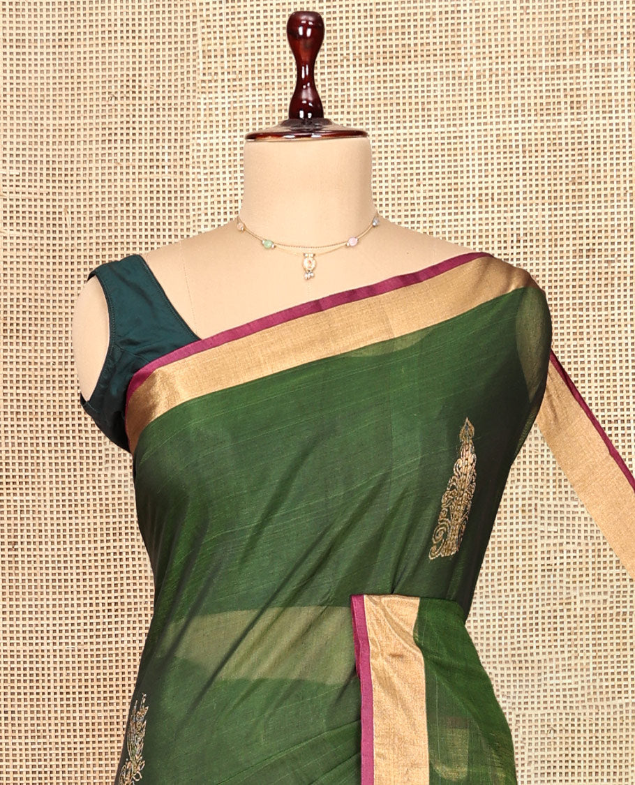 Green Woven Silk Cotton Saree