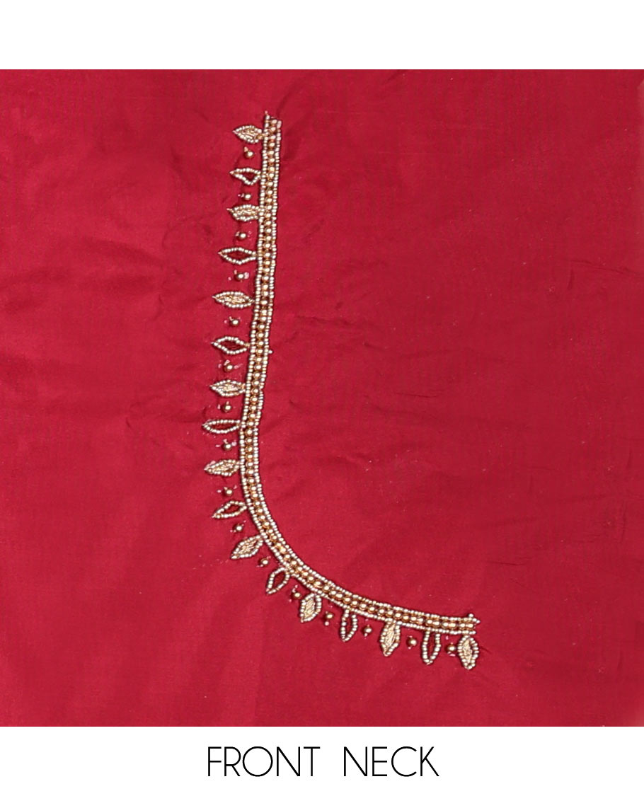 Red paisley with motifs aari embroidery material blouse