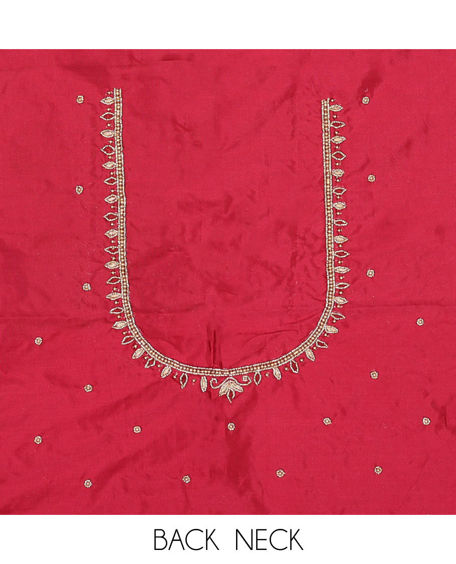 Red paisley with motifs aari embroidery material blouse