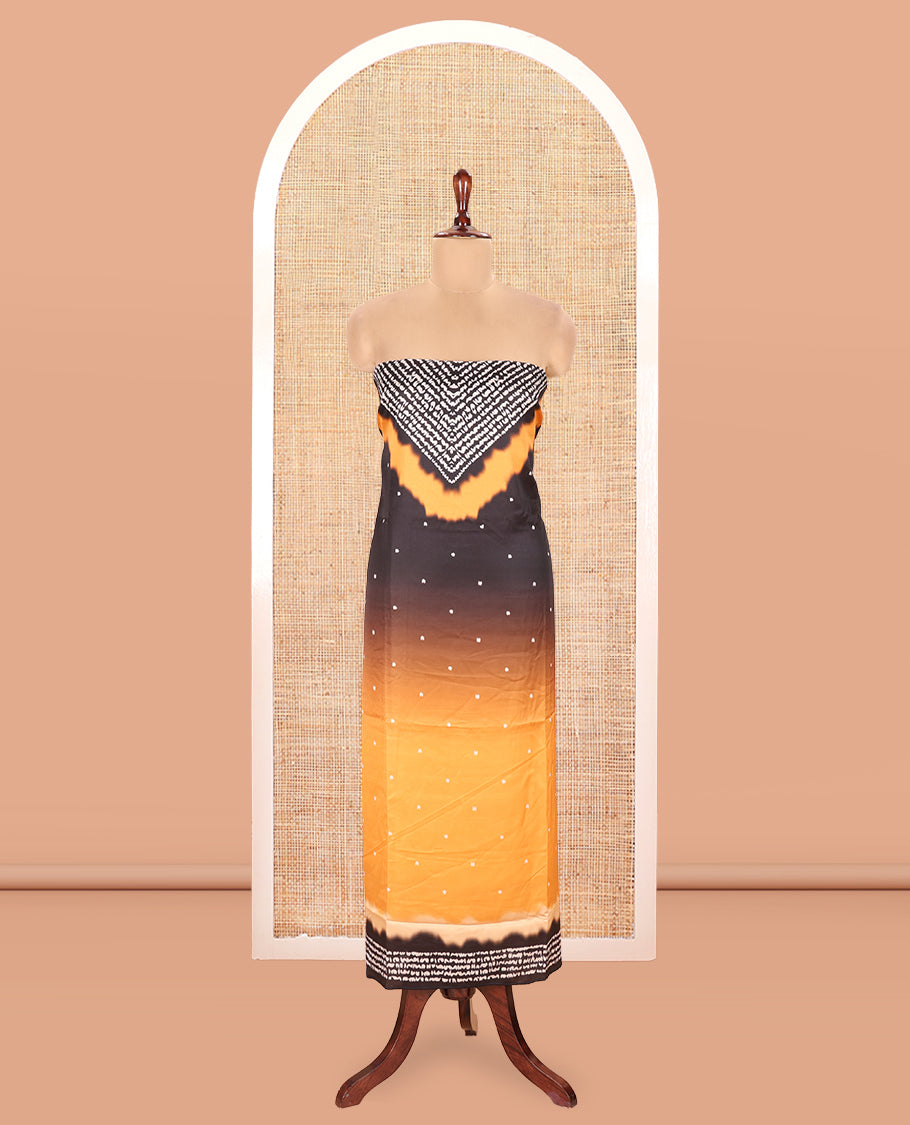Mustard-Black Satin Crepe Material Chudidar Set