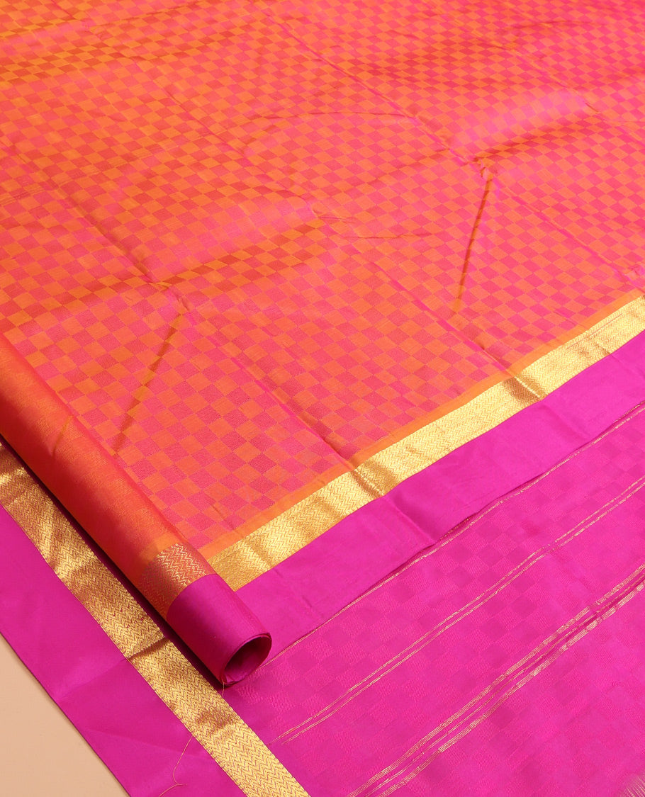 Pink Paiyaadi Kattam Kanchipuram Silk Saree