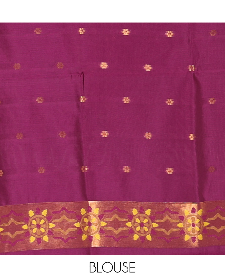 Mustard Elite Soft Silk Saree, Adorned with Pochampally-Style Ikat Thread Weave, Contrast Chakra Border, Floral Pallu, and a Contrast Blouse