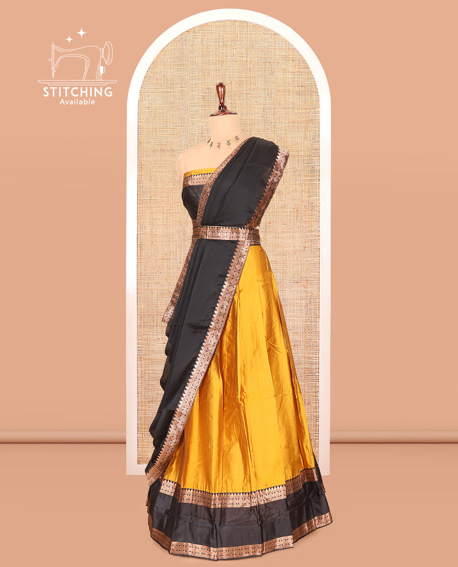 Mustard Semi-Silk Half-Saree