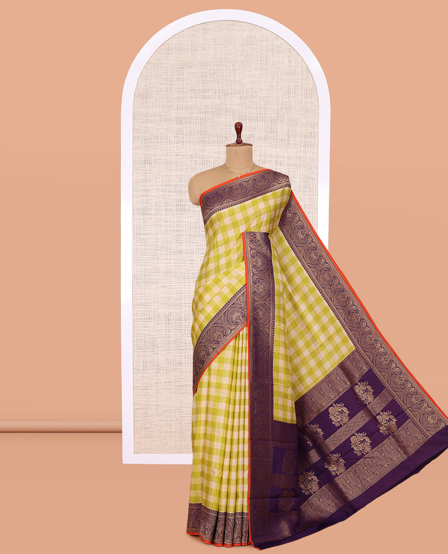Neon Green Fancy Mysore Silk Saree