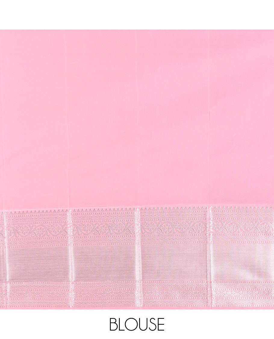 Dark Green-Light Pink Zari Checked Budget Silk Saree, Contrast Traditional Border, Intricate Pallu, and Contrast Blouse