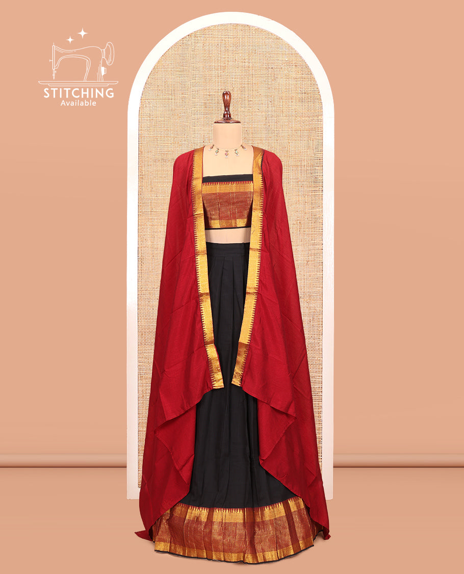 Black Mercerised Cotton Half-Saree