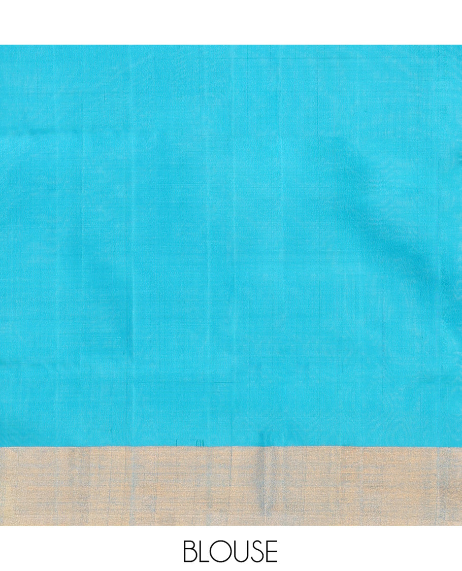 Yellow Uppada Silk Saree, Prettified with Floral Meena Buttas All Over Its Body, Subtle Plain Border, Complemented by Contrast Pallu Steeped with Floral Meena Buttas, and Paired with a Contrast Blouse