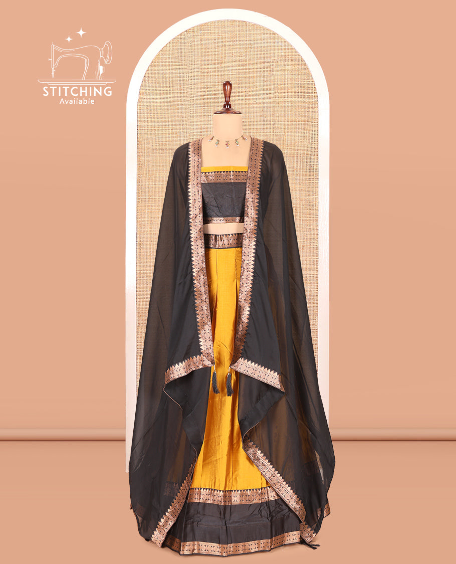 Mustard Semi-Silk Half-Saree