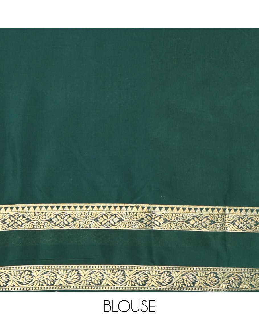 Rama Blue Fancy Mysore Silk Saree Features Checks, Contrast Traditional Double-Pet Border, Rich Pallu, Contrast Blouse