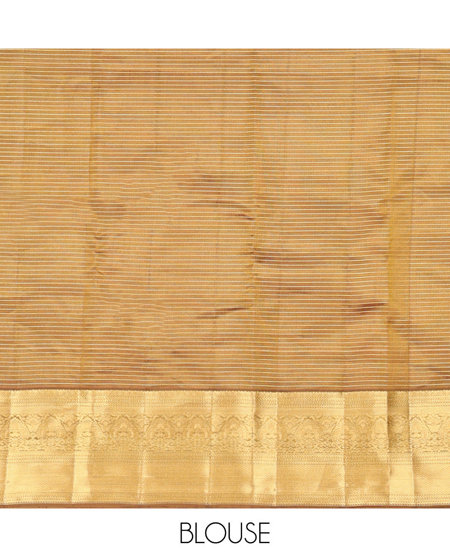 Yellow Vasundhara Lite Silk Mix Saree, Sparsely Woven with Zari Butta Enclosed Checks, a Contrast Traditional Zari Border, Grand Pallu, and a Contrast Blouse