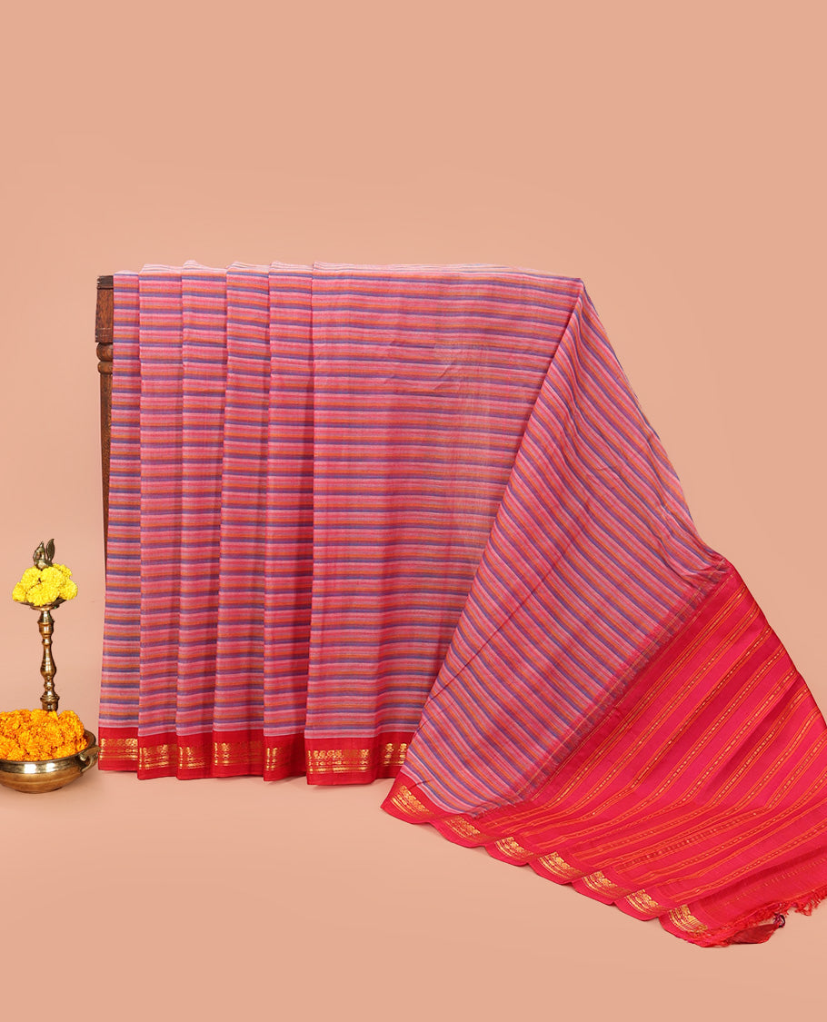 Multi-color Striped Gadwal Cotton Saree