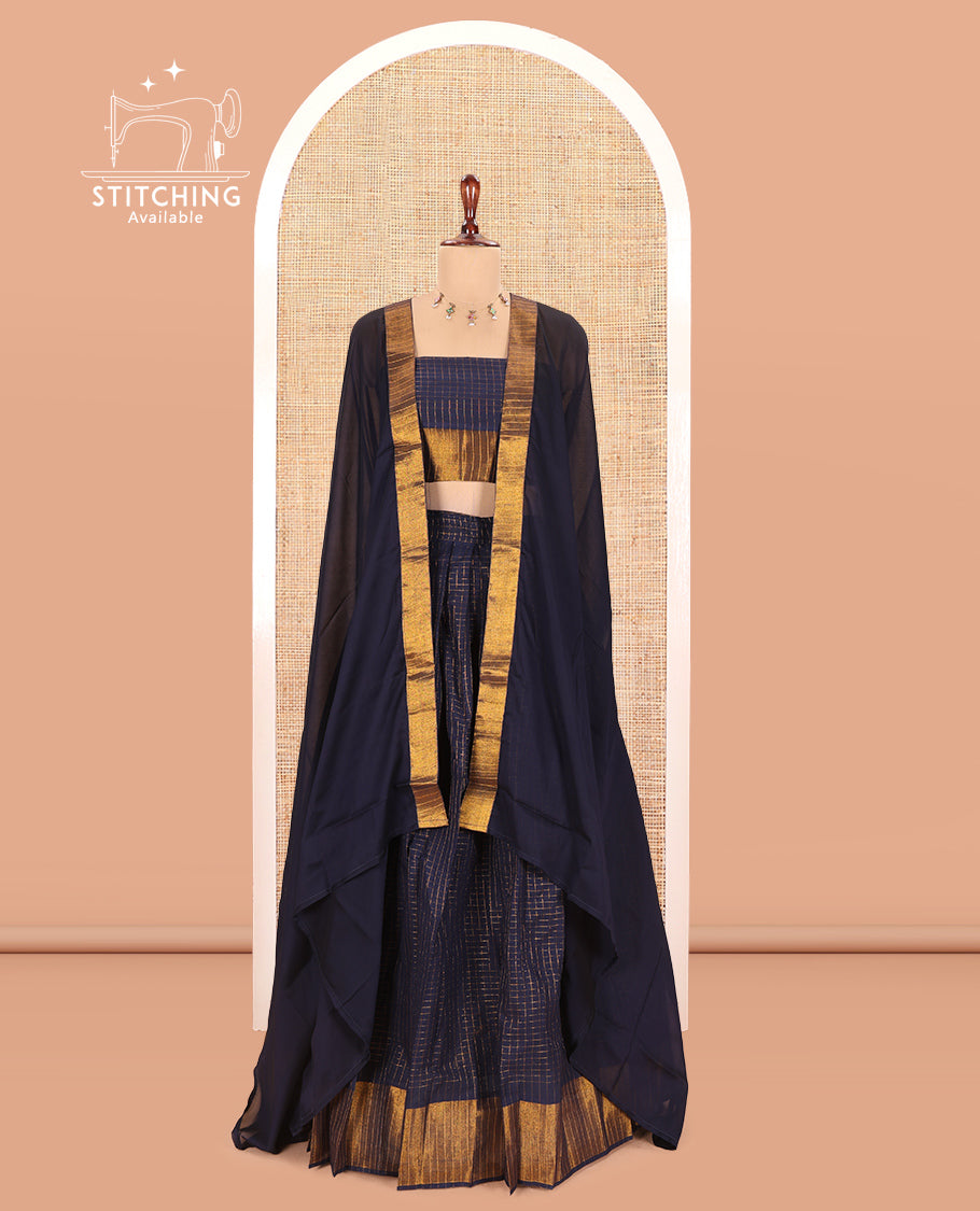 Navy Blue Sungudi Cotton Half-Saree