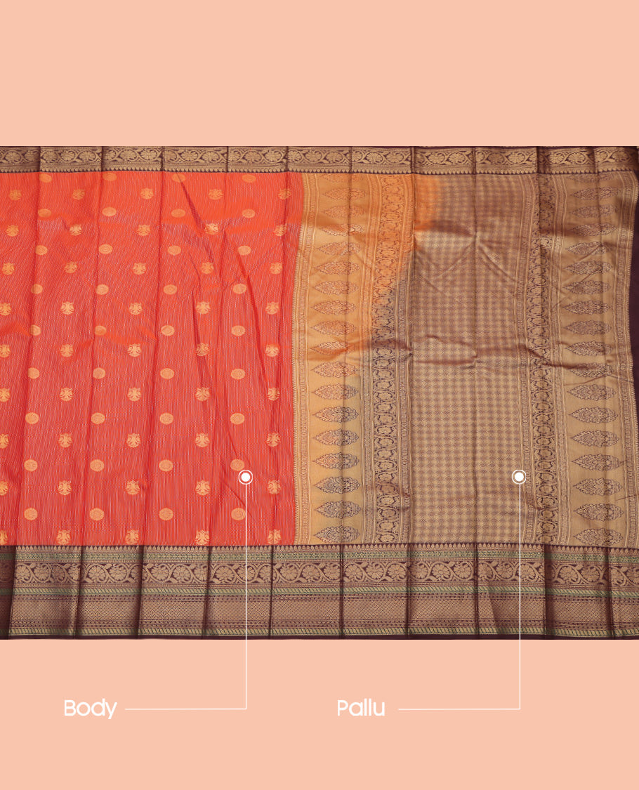 Rust Stripes Budget Silk Saree