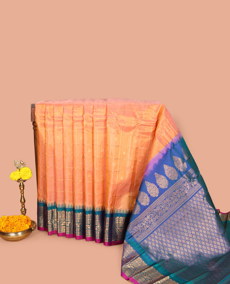 Orange Gadwal Silk Saree