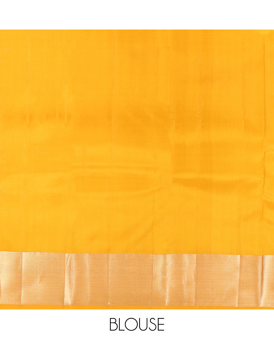 Yellow Plain Kanchipuram Silk Saree