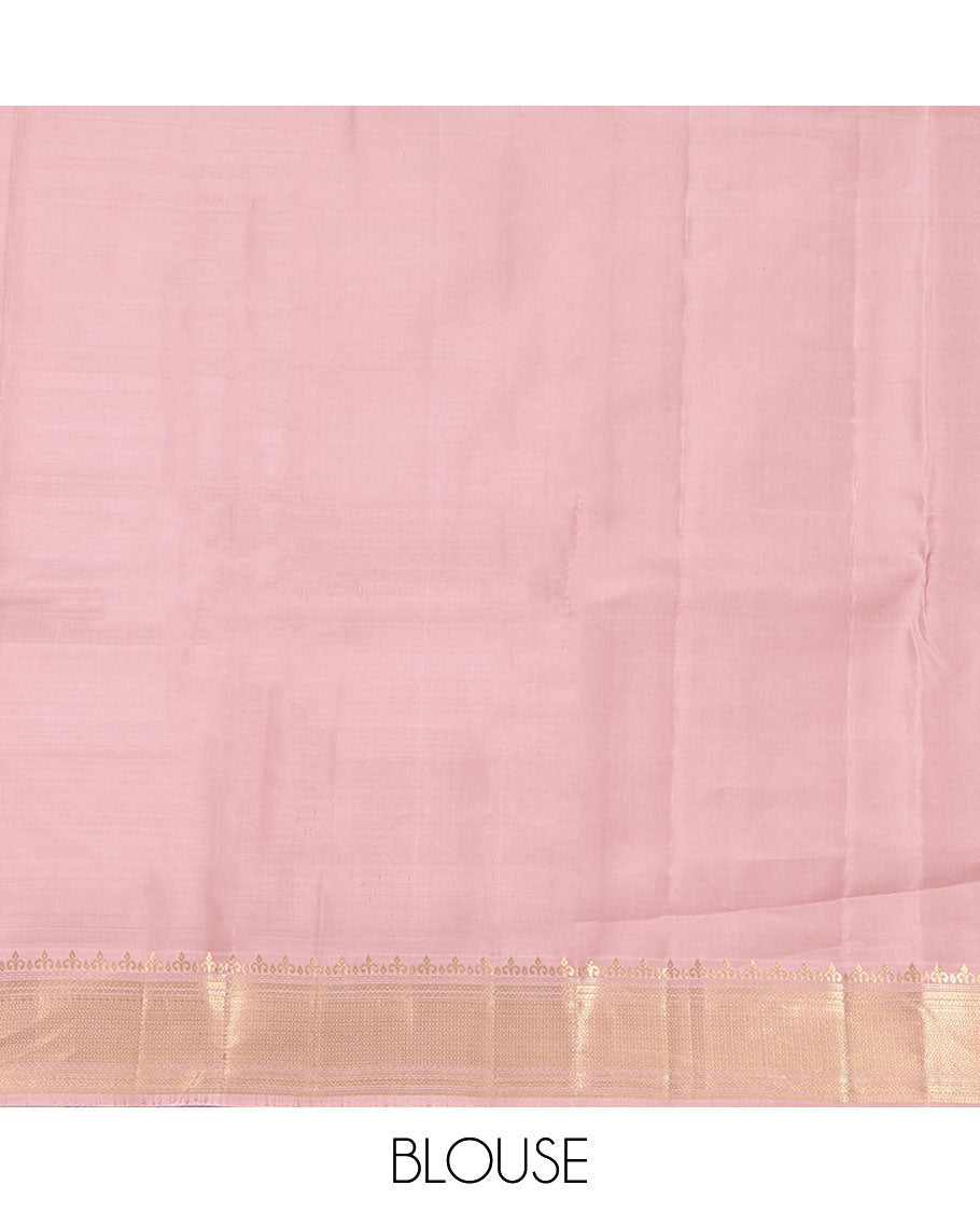 Pink Vasundhara Lite Silk Mix Saree, Embellished with Mayil Chakram Buttas All Over Its Body, Highlighted by a Traditional Zari Border, Grand Pallu of Jaal Designs, and Paired with a Matching Blouse