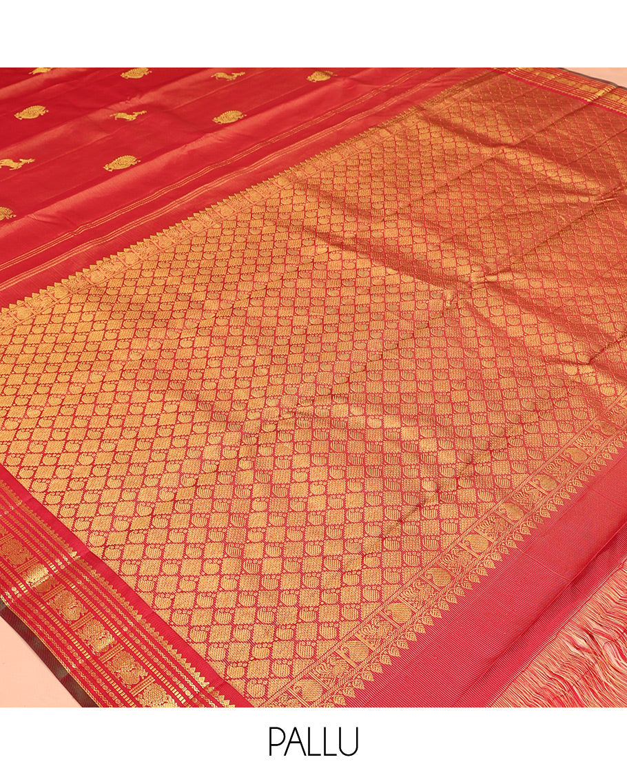 Red Butta Kanchipuram Silk Saree