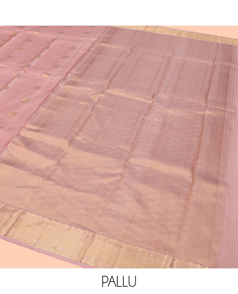 Pink Vasundhara Lite Silk Mix Saree, Embellished with Mayil Chakram Buttas All Over Its Body, Highlighted by a Traditional Zari Border, Grand Pallu of Jaal Designs, and Paired with a Matching Blouse