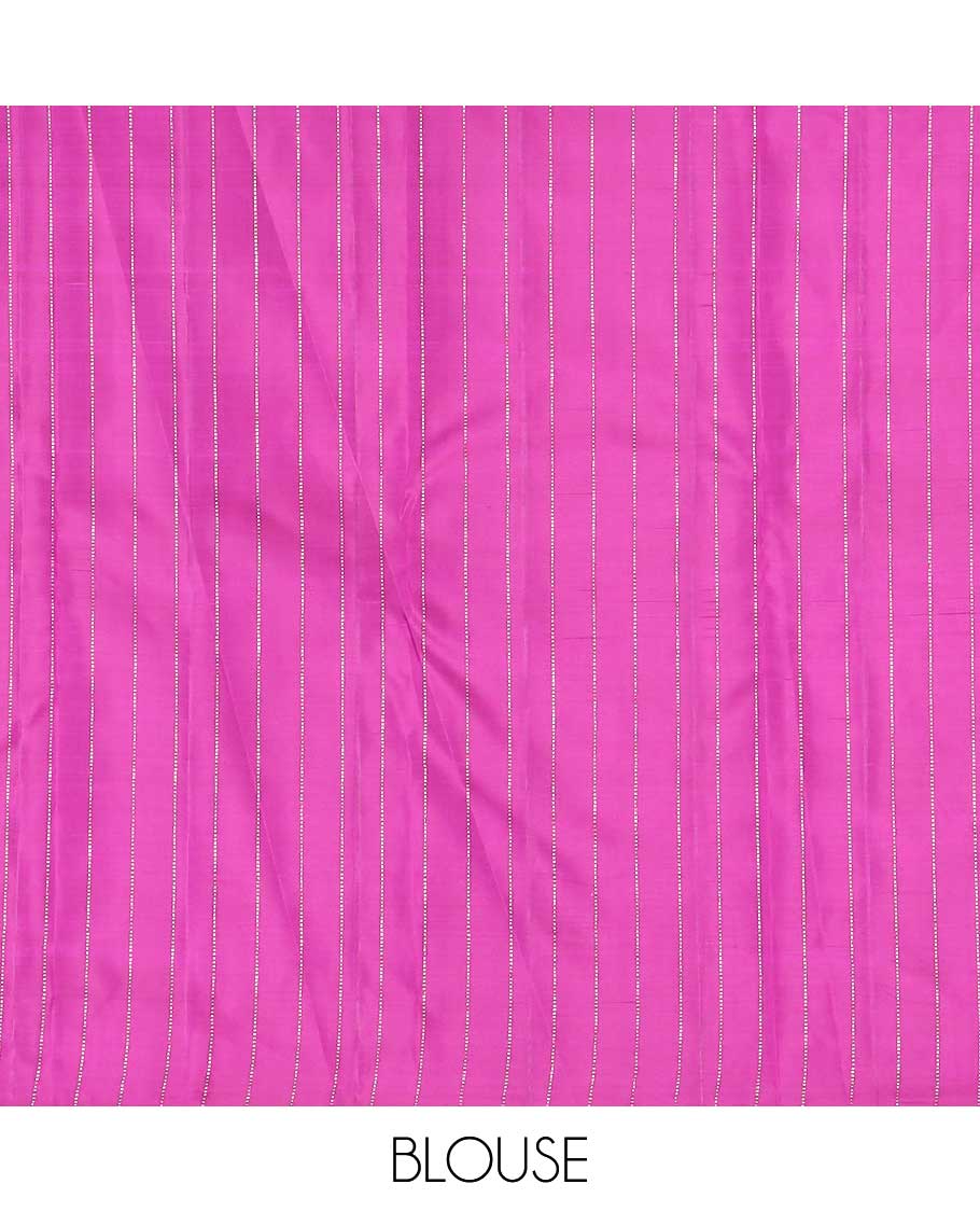 Borderless purple floral design kancheepuram silk saree with argyle design pallu