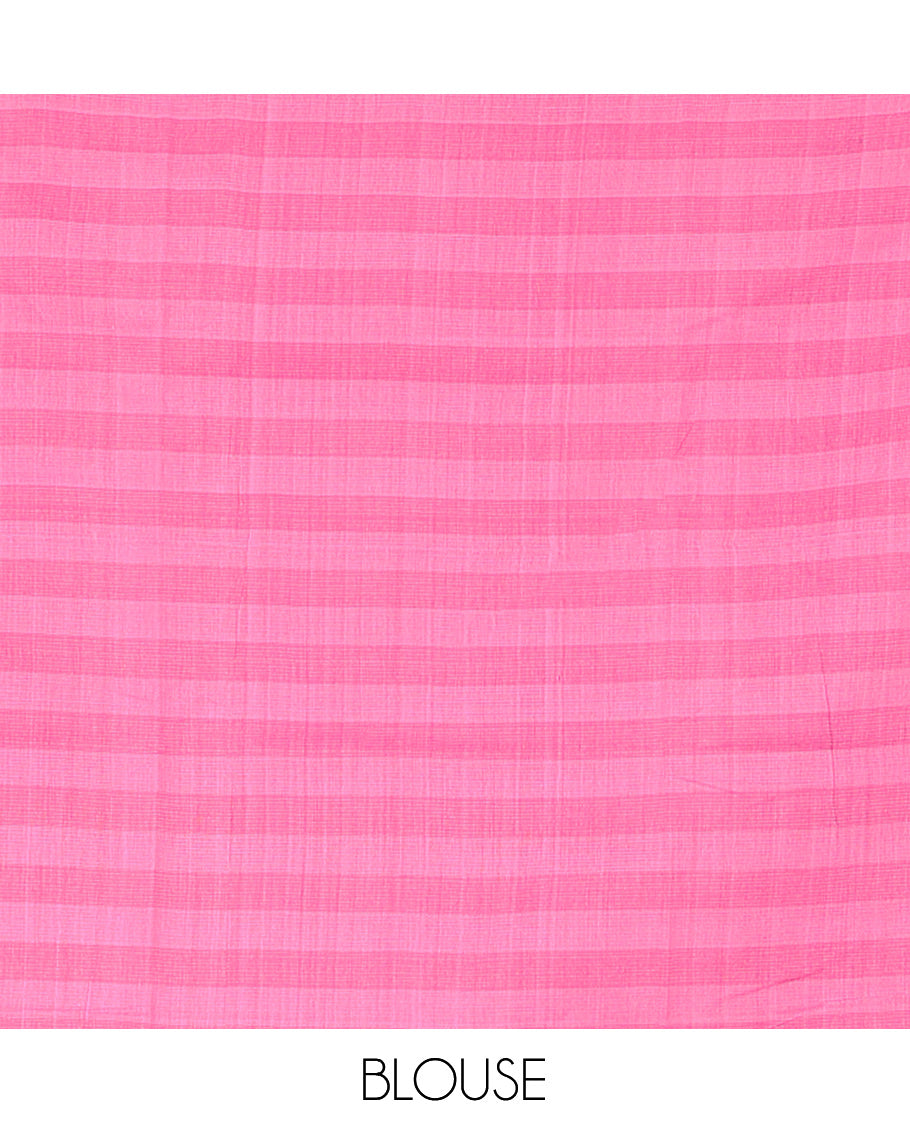 Borderless Pink-Violet Mangalagiri Cotton Saree