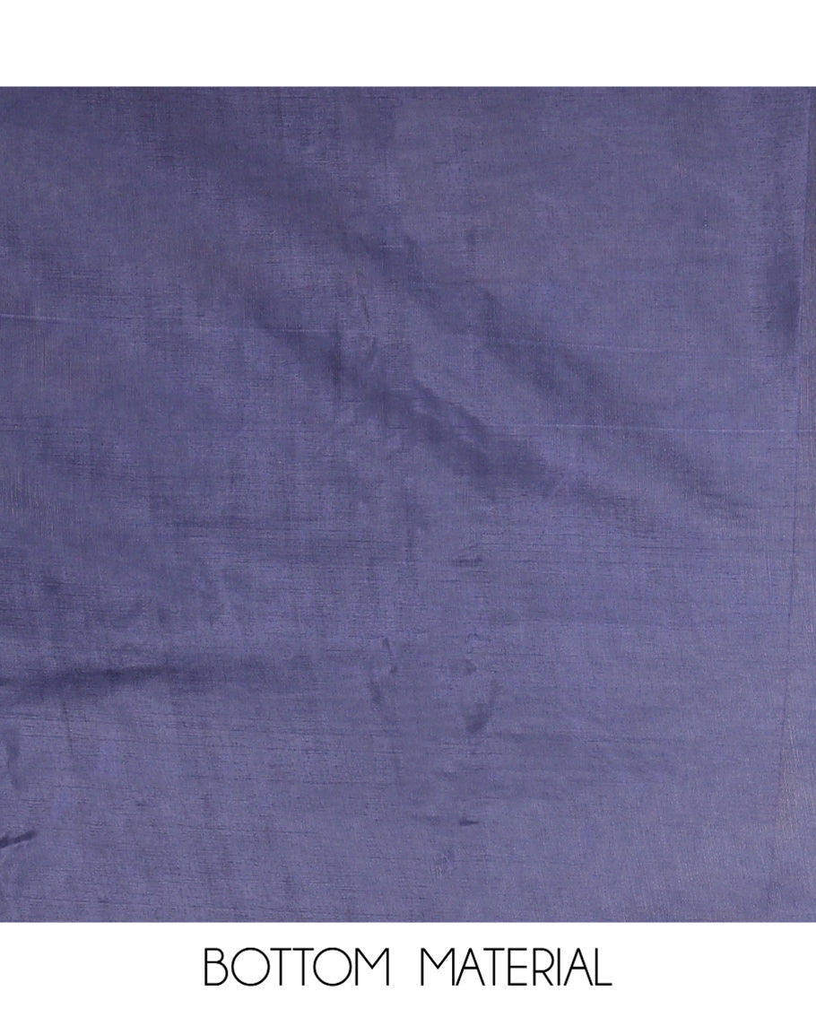 Blue Semi-Linen Material Churidar, Delicately Woven with Thread Buttas Skirt, a Plain Bottom, and a Thread Buttas Dupatta