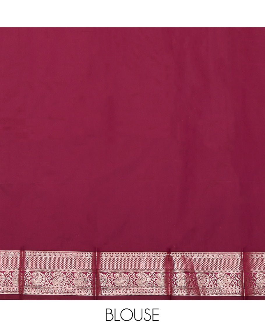 Blue Budget Silk Saree, Mesmerized with Zari Buttas All Over Its Body, Complemented by Contrast Traditional Zari Designs Woven Rettai Pettu Border, Grand Jaal Pallu and Paired with a Contrast Blouse