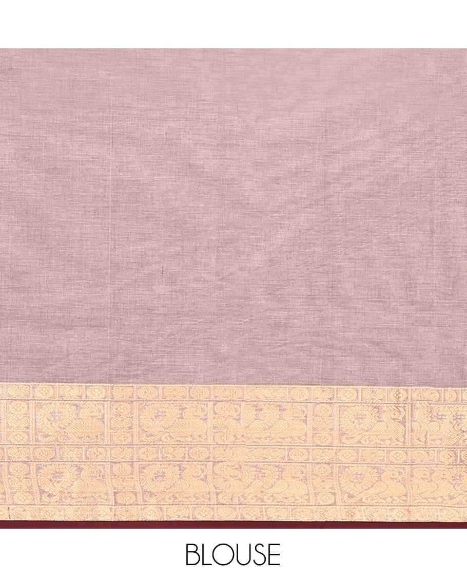 Pale Brown Plain Chettinad Cotton Saree