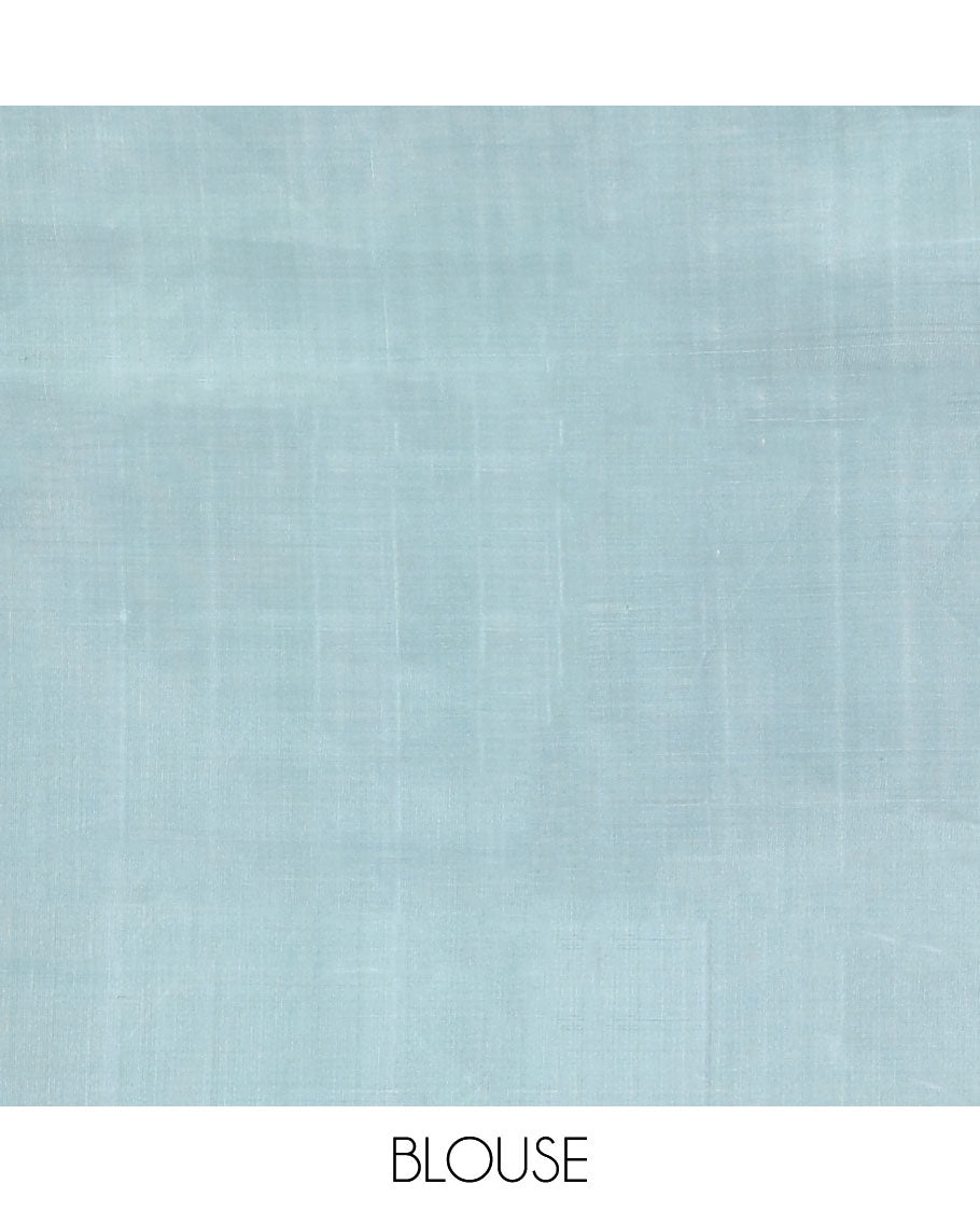Light Grey Striped Uppada Silk Saree, Complemented by a Contrast Border, Plain Pallu, and a Contrast Blouse