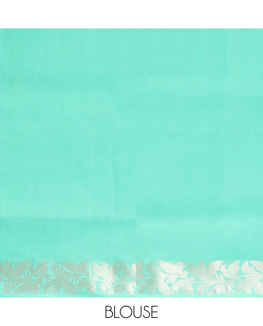 Sea blue all-over floral design mayuri soft silk saree with self floral design border