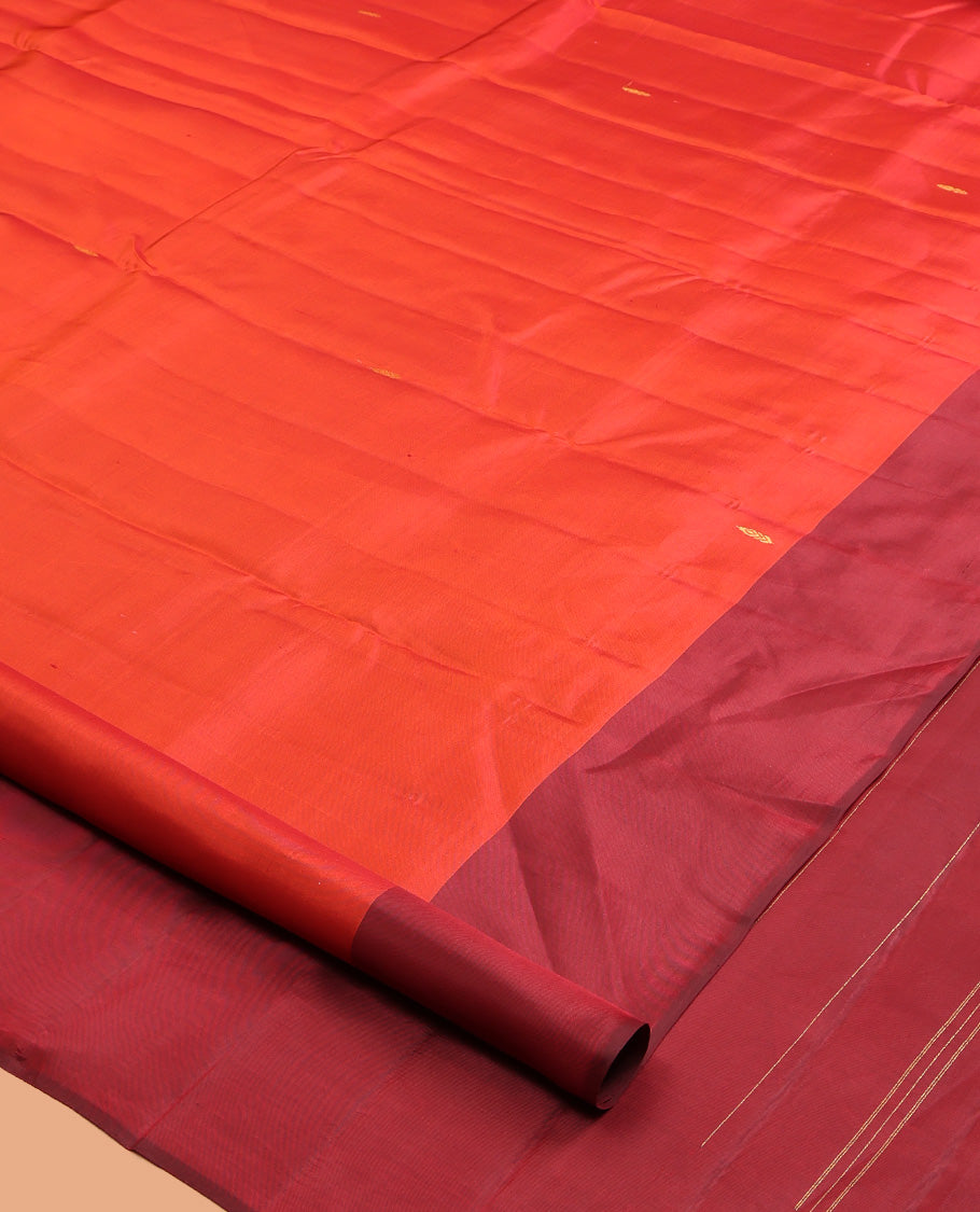 Red Kanchipuram Silk Saree Featuring Zari Buttas