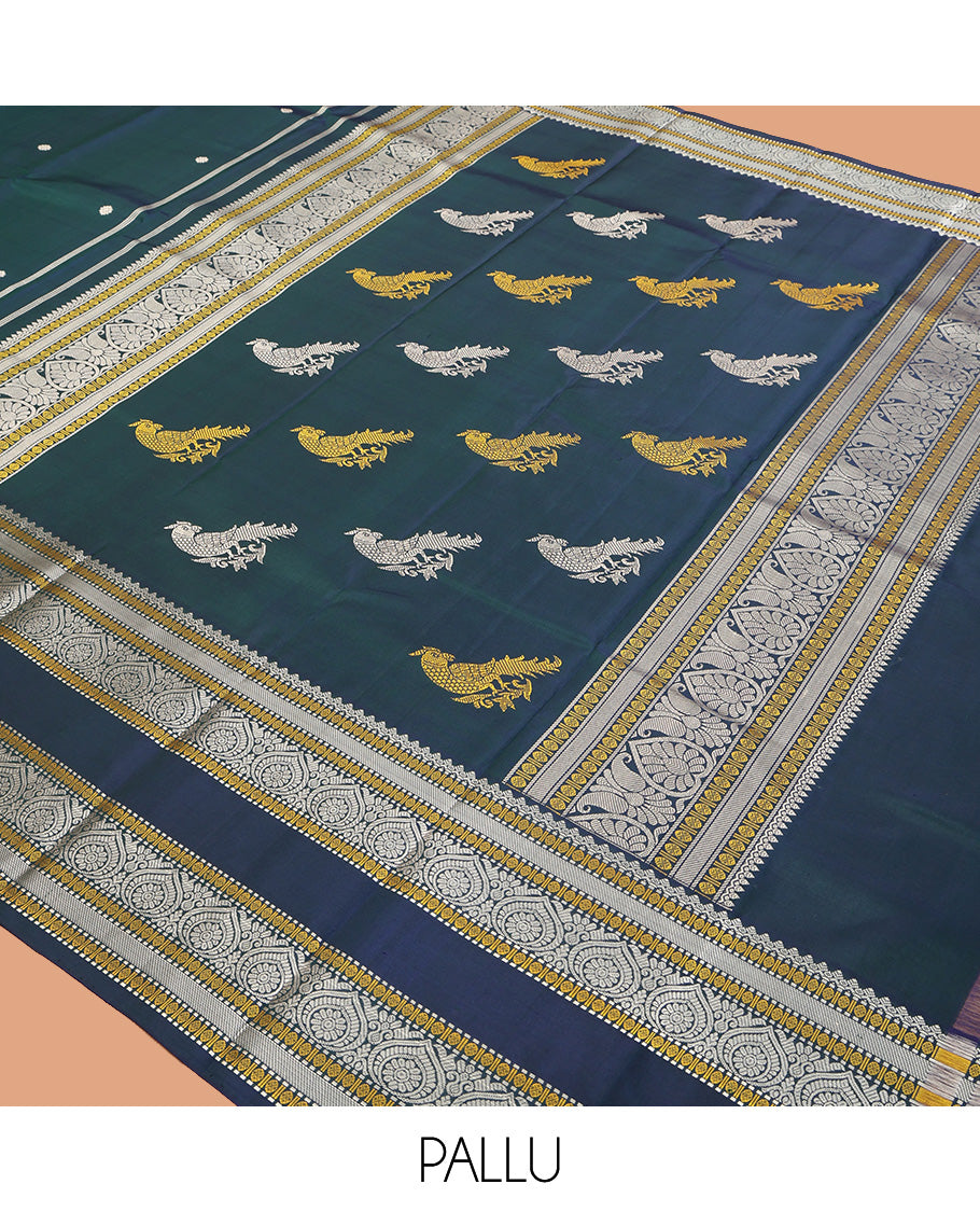 Blue Kanchipuram Chettinad Saree