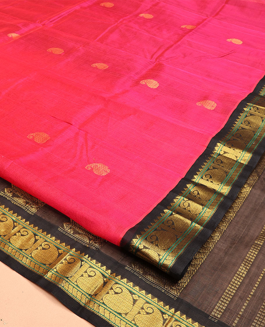 Pink Zari Butta Kuppadam Silk Saree