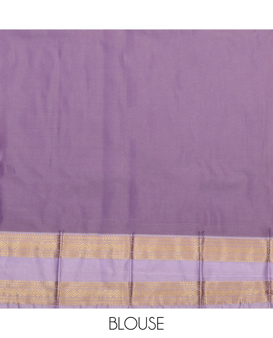 Red Budget Silk Saree, Detailed with Zari Buttas and Micro-Checks, a Contrast Traditional Zari Rettai Pettu Border, Intricate Pallu, and a Contrast Blouse