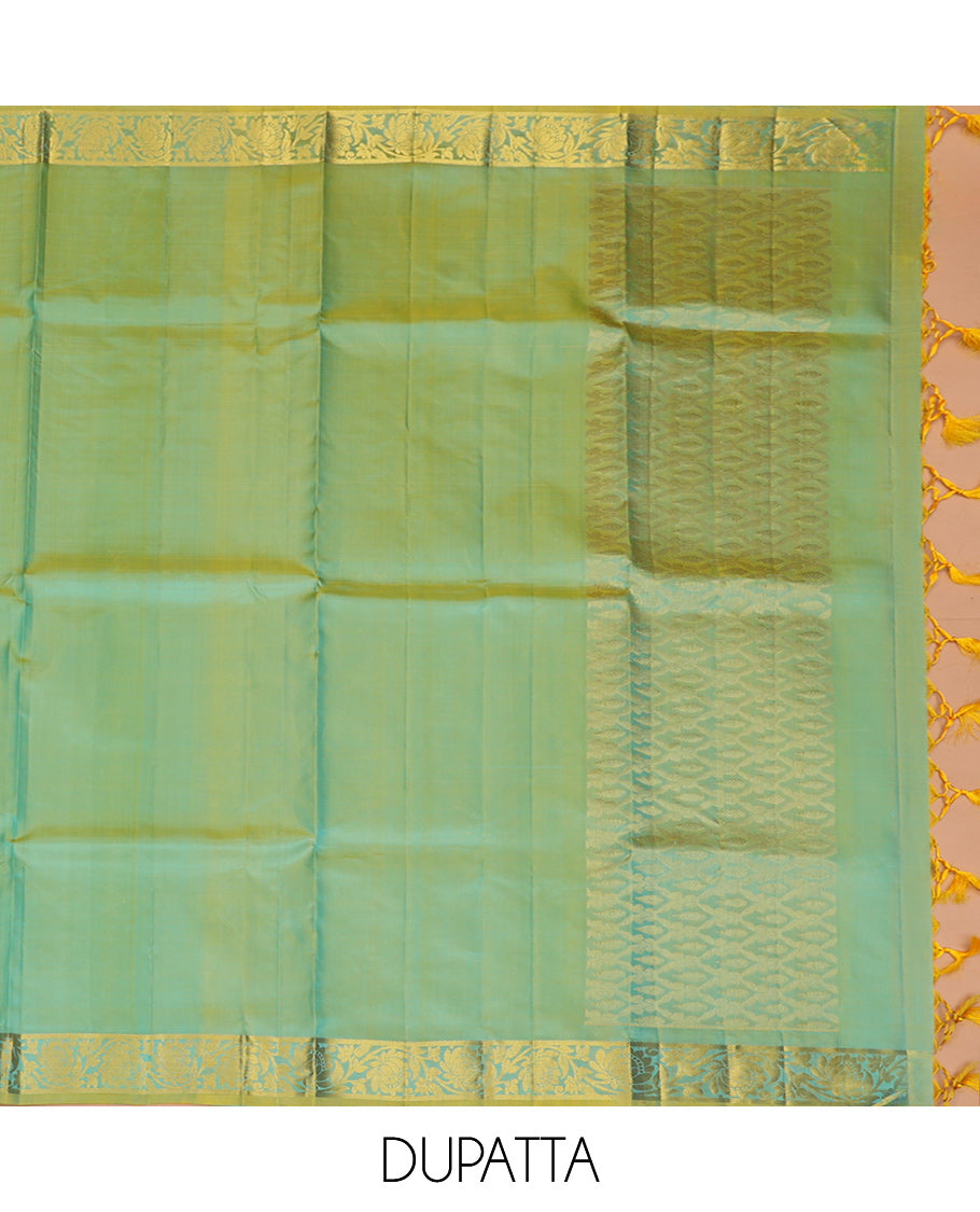Blue Pure-Silk Half-Saree